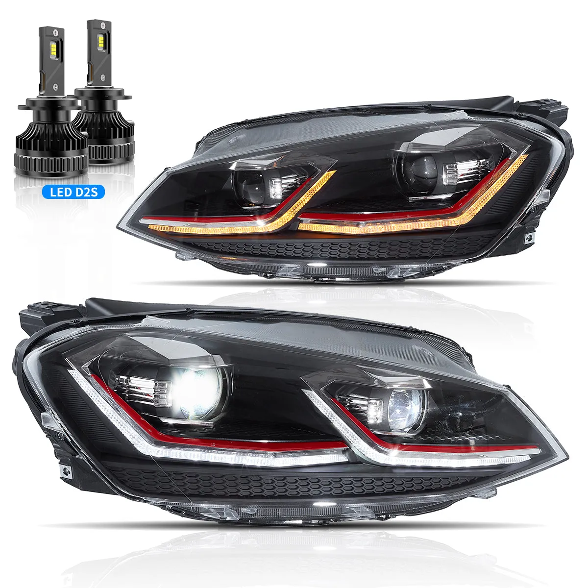 VLAND LED Projector Headlights For Volkswagen Golf MK7.5 2017-2020 (Europe is 2017-2020)