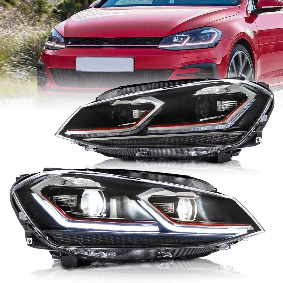 VLAND LED Projector Headlights For Volkswagen Golf MK7.5 2017-2020 (Europe is 2017-2020)