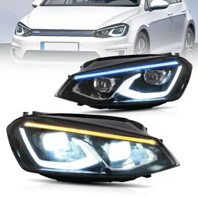 VLAND LED Projector Headlights For Volkswagen(VW) Golf MK7 2014-2017 With Sequential indicator Turn Signals (MK8 Style)