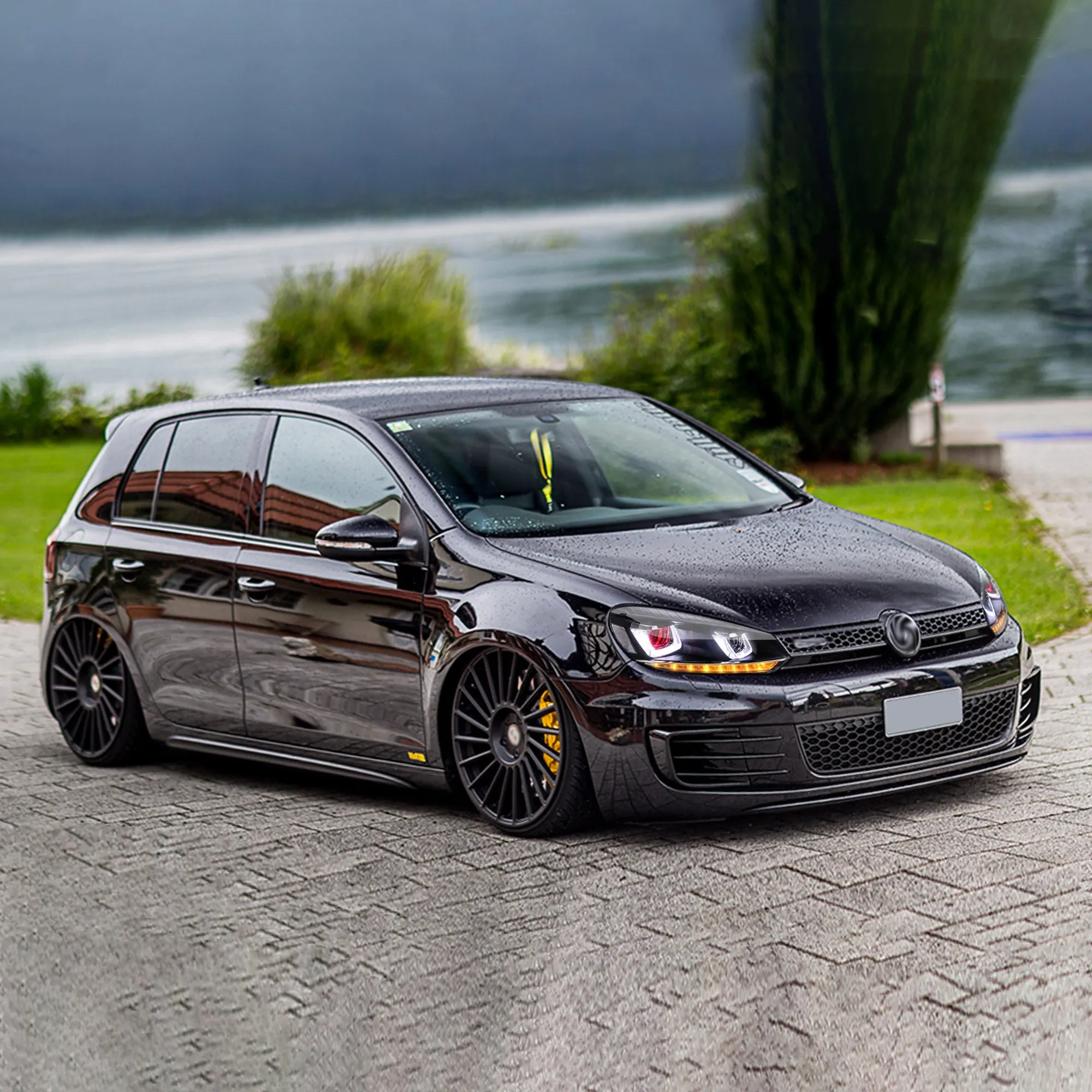 VLAND LED Projector Headlights Red Demon Eyes For Volkswagen VW Golf Mk6 2008-2014 (TSI TDI GTD LPG) [E-MARK]