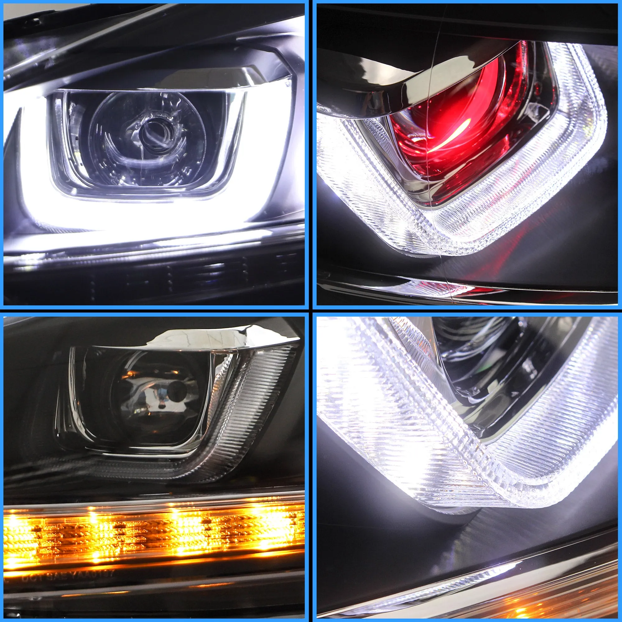 VLAND LED Projector Headlights Red Demon Eyes For Volkswagen VW Golf Mk6 2008-2014 (TSI TDI GTD LPG) [E-MARK]