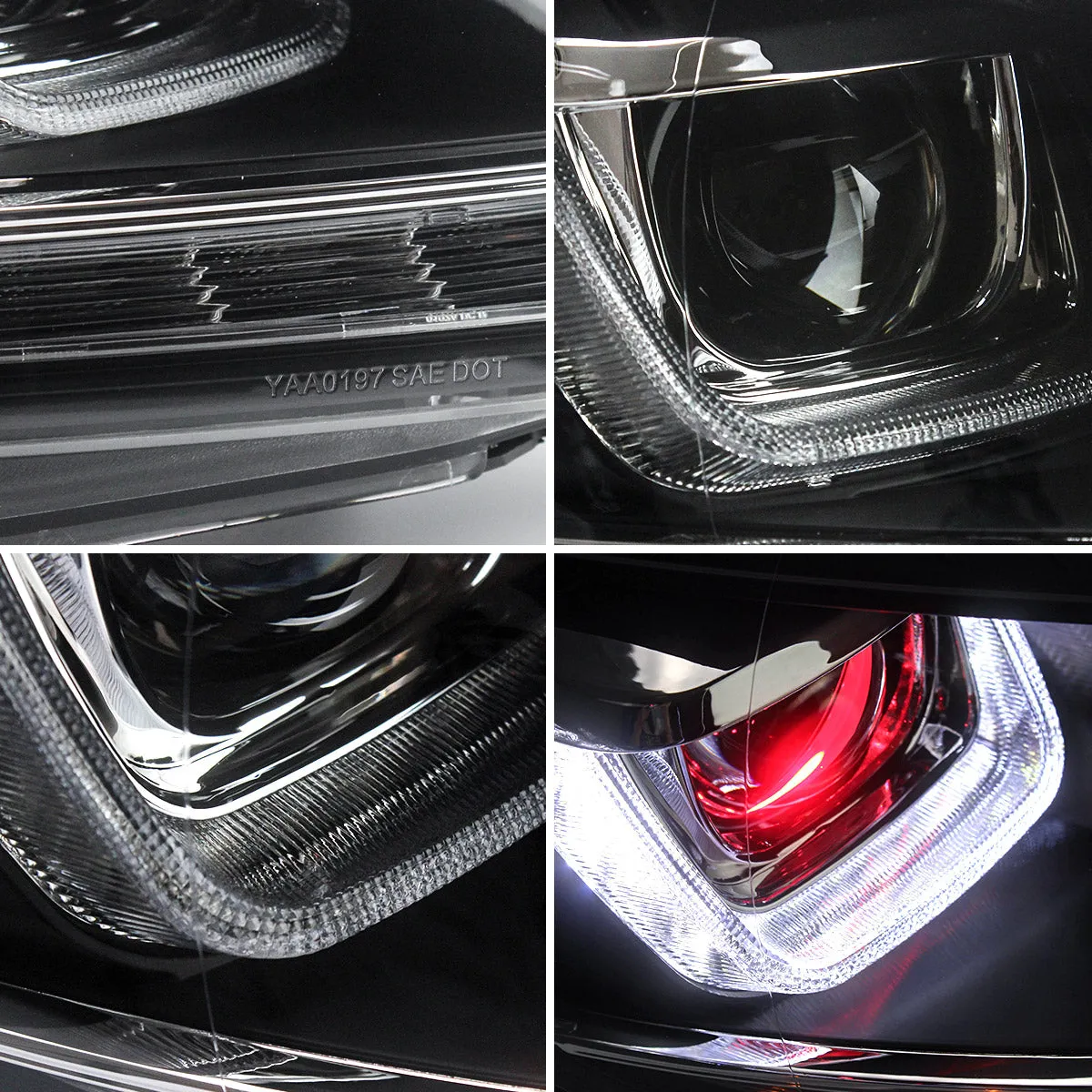 VLAND LED Projector Headlights Red Demon Eyes For Volkswagen VW Golf Mk6 2008-2014 (TSI TDI GTD LPG) [E-MARK]