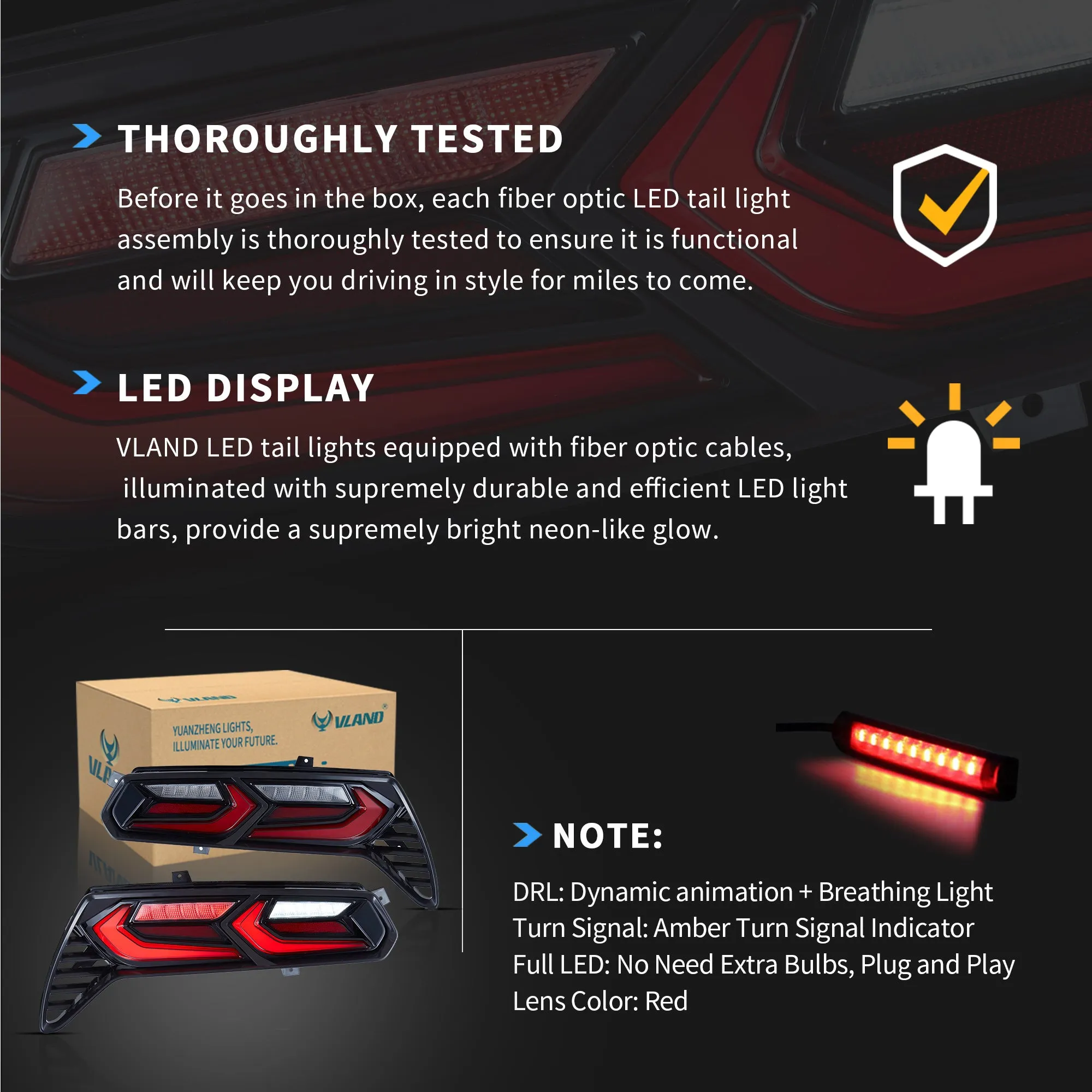 VLAND LED Taillights For Chevrolet Corvette C7 2014-2019 [DOT.]